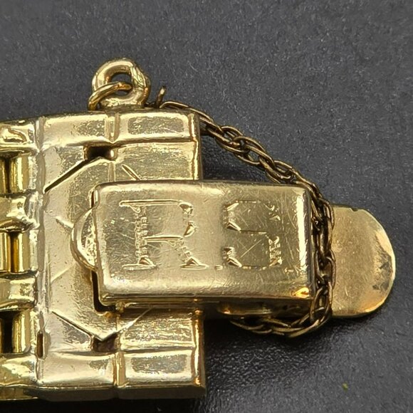 Vintage 18k Gold Womens Square Diamond Watch with Safety Chain HS173 - Picture 6 of 15